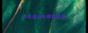 非非成语有哪些成语