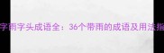 三字雨字头成语全36个带雨的成语及用法指南