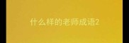 什么样的老师成语