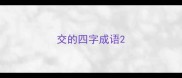 交的四字成语