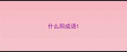 什么阳成语
