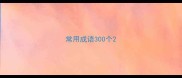 常用成语300个