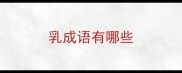 乳成语有哪些