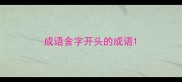 成语舍字开头的成语