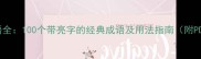 亮字成语全100个带亮字的经典成语及用法指南附PDF下载