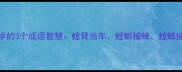 职场生存必学的3个成语智慧螳臂当车螳螂捕蝉螳螂捕蝉黄雀在后