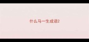 什么马一生成语