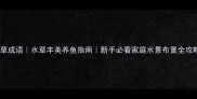 植水草成语水草丰美养鱼指南新手必看家庭水景布置全攻略