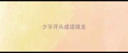 夕字开头成语接龙