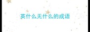 英什么无什么的成语