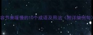 形容节奏缓慢的10个成语及用法附详细例句