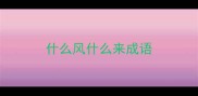 什么风什么来成语