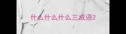 什么什么什么三成语