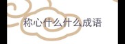 称心什么什么成语