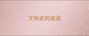 文和武的成语