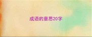 成语的意思20字