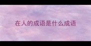 在人的成语是什么成语