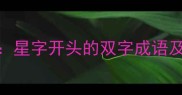 星在第二星字开头的双字成语及使用规范