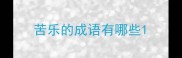 苦乐的成语有哪些