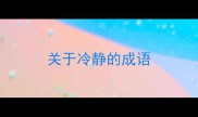 关于冷静的成语