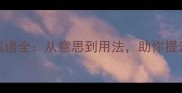 100个常用成语全从意思到用法助你提升语言表达