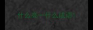 什么高一什么成语