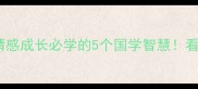 圣贤四字成语职场情感成长必学的5个国学智慧看完秒变高情商玩家