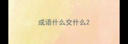 成语什么交什么