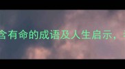 有命字成语全10个包含有命的成语及人生启示看完秒变开挂玩家