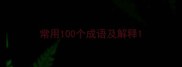 常用100个成语及解释