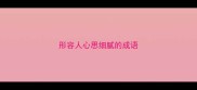 形容人心思细腻的成语