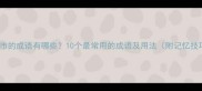 有市的成语有哪些10个最常用的成语及用法附记忆技巧