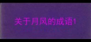 关于月风的成语