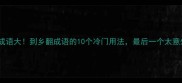 乡村版成语大到乡翻成语的10个冷门用法最后一个太意外了