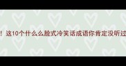 无厘头成语大赏这10个什么么脸式冷笑话成语你肯定没听过附谐音梗教学