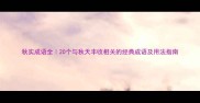 秋实成语全20个与秋天丰收相关的经典成语及用法指南