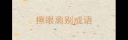 擦眼离别成语