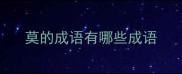 莫的成语有哪些成语