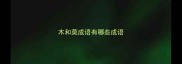 木和莫成语有哪些成语
