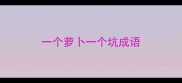 一个萝卜一个坑成语